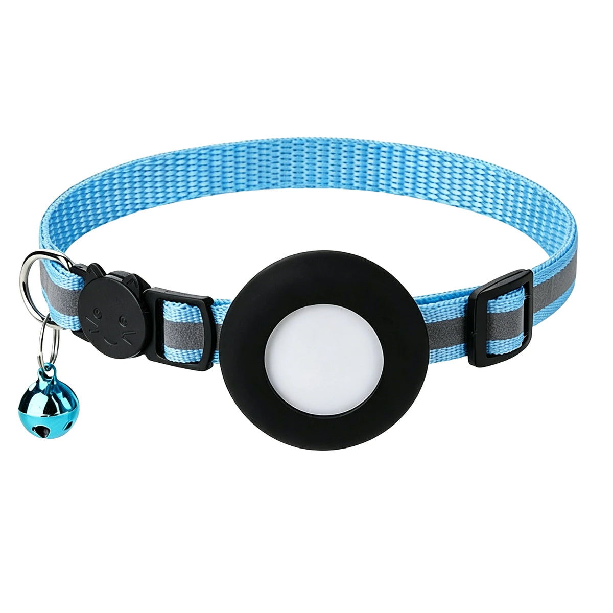Airtag Cat Collar, Reflective Breakaway Safety Buckle with Bell, Adjustable Anti-Lost GPS Collar Holder for Kittens Puppies