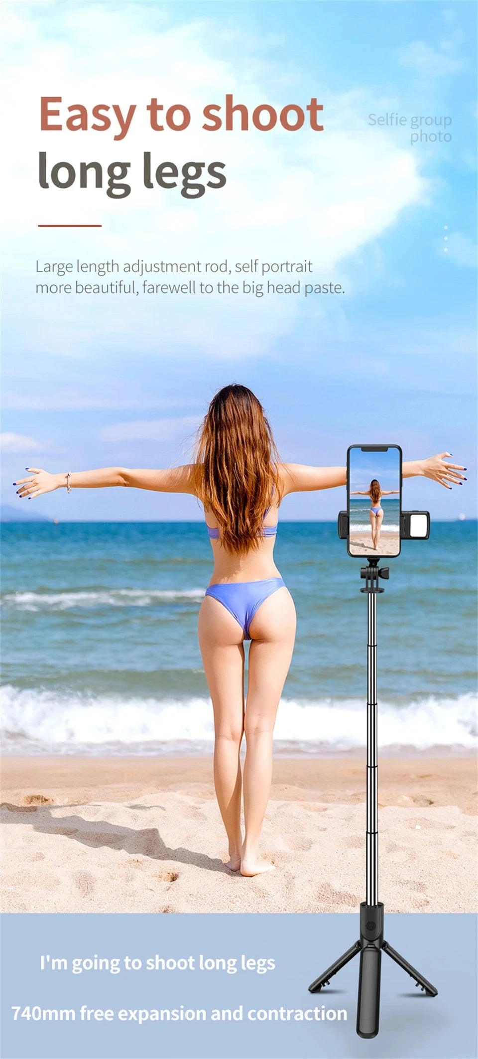 New Tripod for Smartphone Camera, Stand with Bluetooth Shutter and Light, Wireless Selfie Stick Brackets with Phone Holde