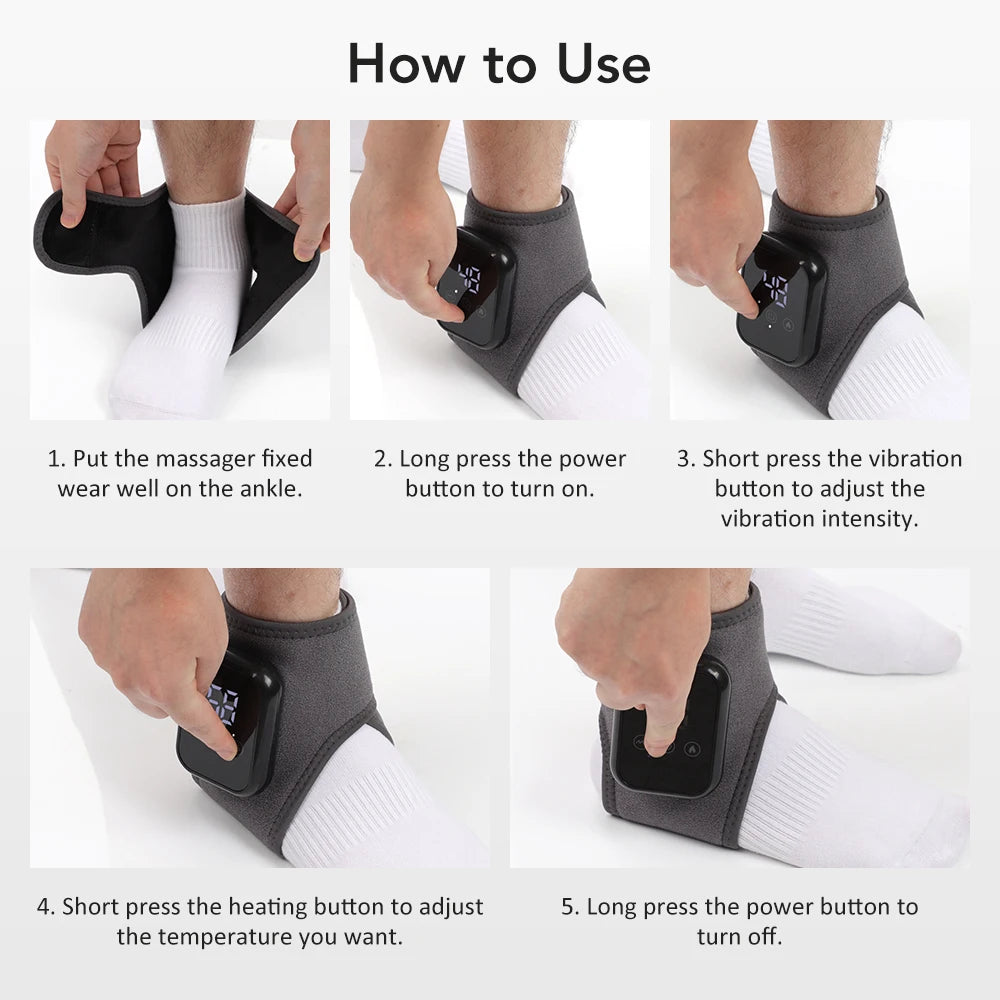1 Pair Foot Ankle Brace Belt 3 Levels Adjustable Hot Compress Vibration Massage Foot Ankle Guard Band Carpal Tunnel Foot Protect