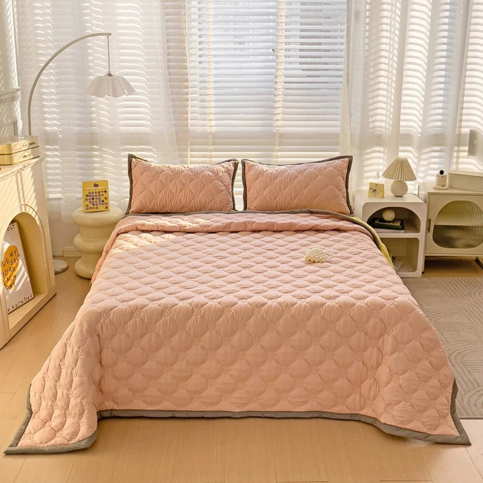 Quilted Bedspread Plaid Style Bed - Linen