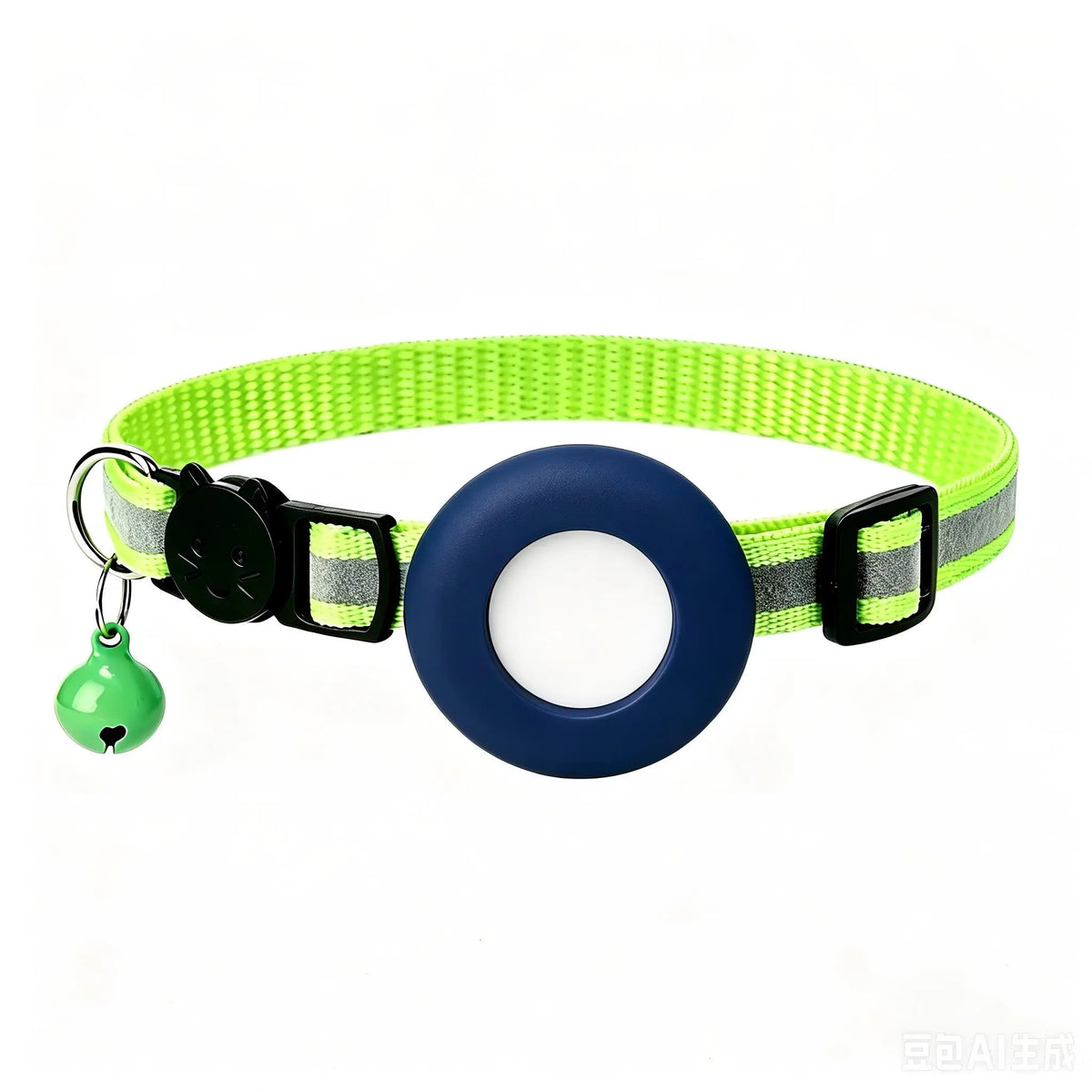 Airtag Cat Collar, Reflective Breakaway Safety Buckle with Bell, Adjustable Anti-Lost GPS Collar Holder for Kittens Puppies