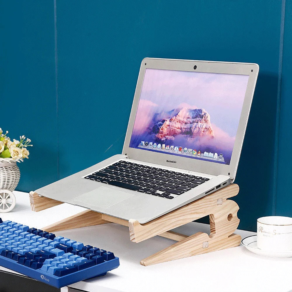 Solid Wood Laptop Stand Removable Vertical Bracket Cooling Base For Macbook Air Pro Accessories Convenient