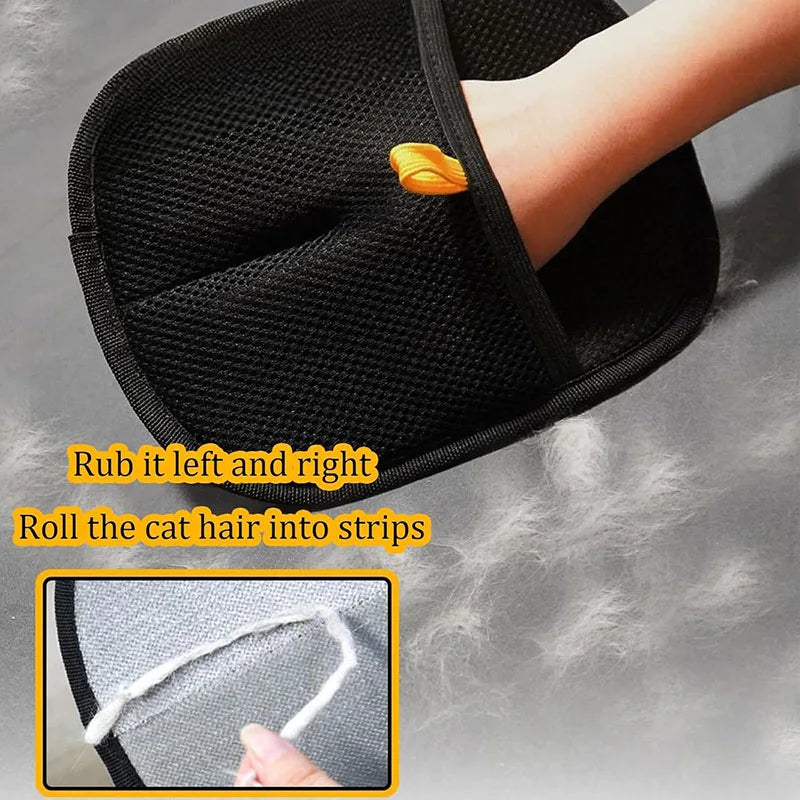 Hot pet hair removal tools reusable gloves, pet double-sided beauty gloves, carpet removal pet fur hair pet supplies