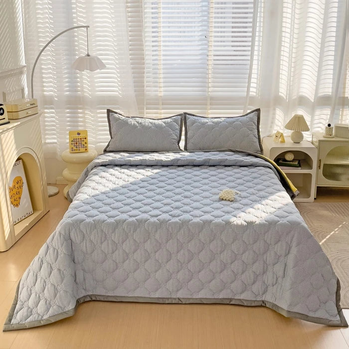 Quilted Bedspread Plaid Style Bed - Linen