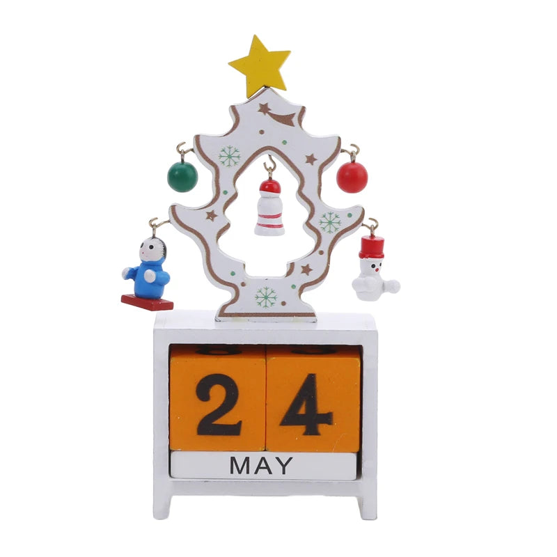Christmas Count Down Calendar Santa Claus Elk Snowman Wooden Calendar Christmas Ornaments Desktop Decoration Gifts