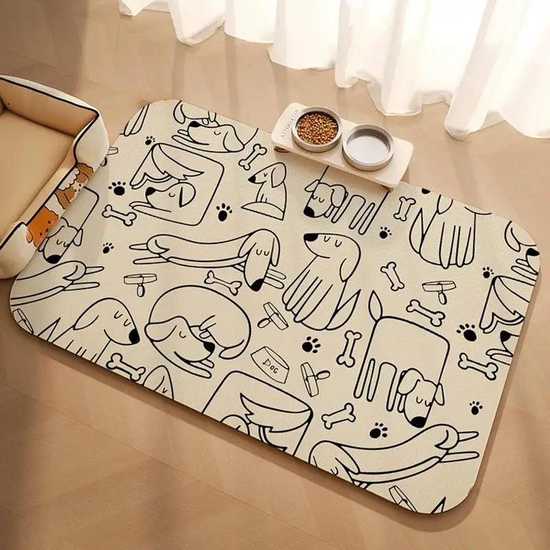 Pet Feeding Mat For Cat Dog - Waterproof Quick-drying Food Water Bowl Placemat - Home Floor Protection & Anti-spill
