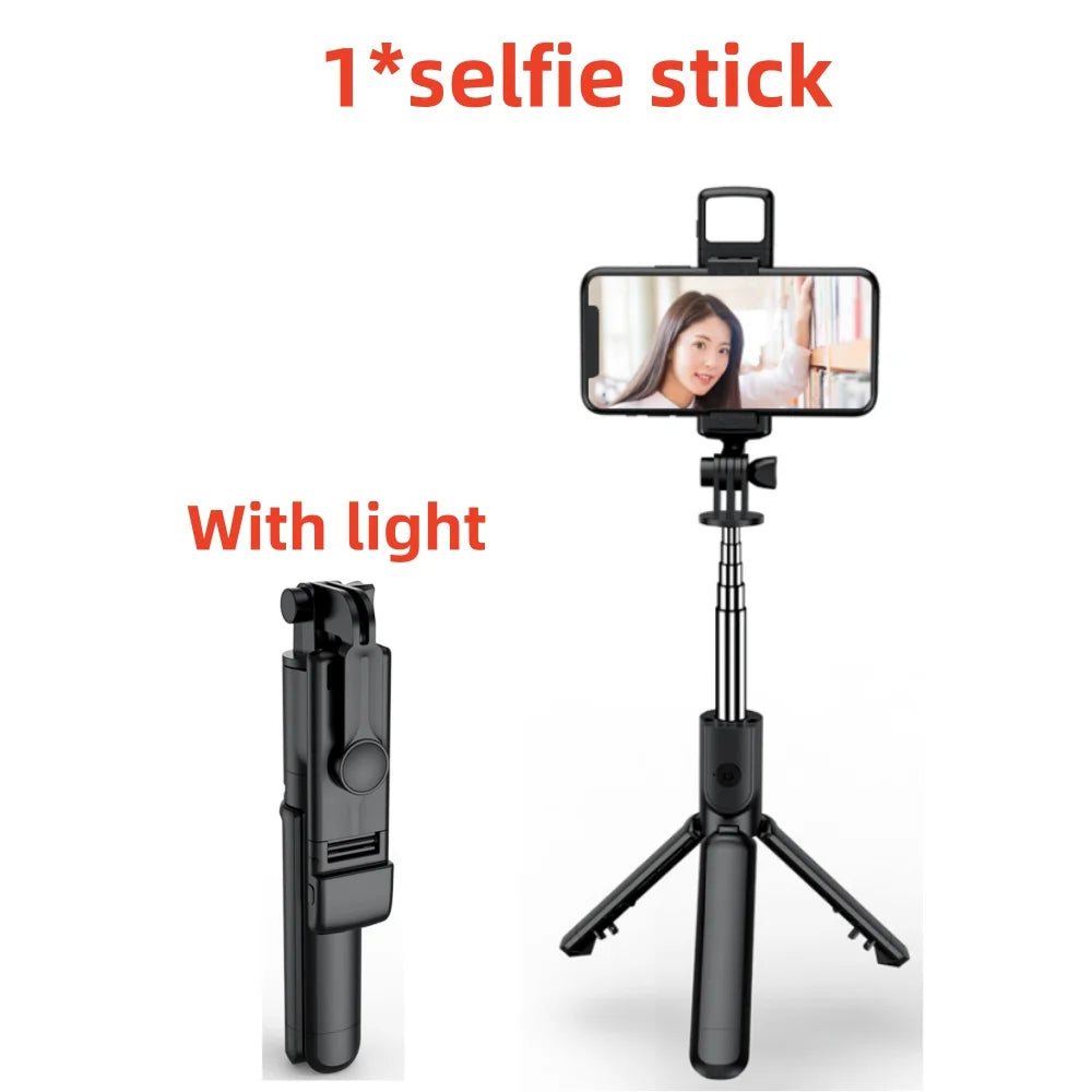 New Tripod for Smartphone Camera, Stand with Bluetooth Shutter and Light, Wireless Selfie Stick Brackets with Phone Holde