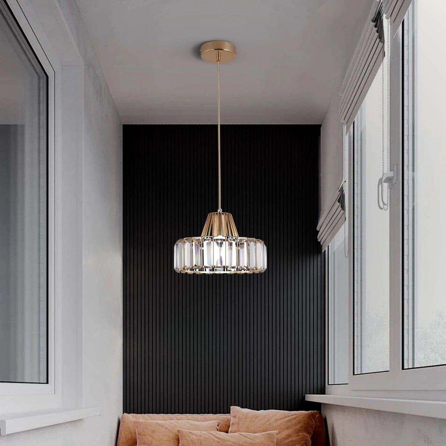 Crystal Pendant Light Modern Chandelier E27/E26 Bulb Luxury Hanging Ceiling Lamp Home Lustre Fixture Dining Table Kitchen Island