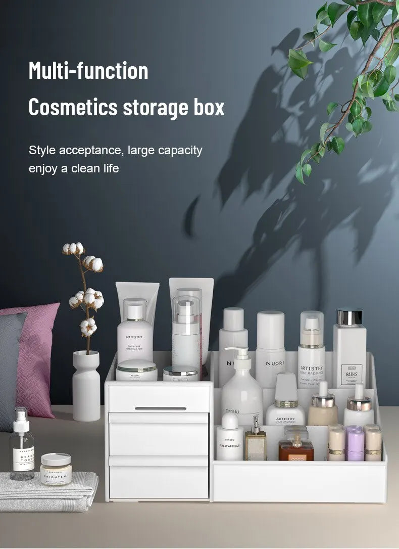 1pc White New Drawer Makeup Storage Box - Dormitory Finishing Plastic Shelf