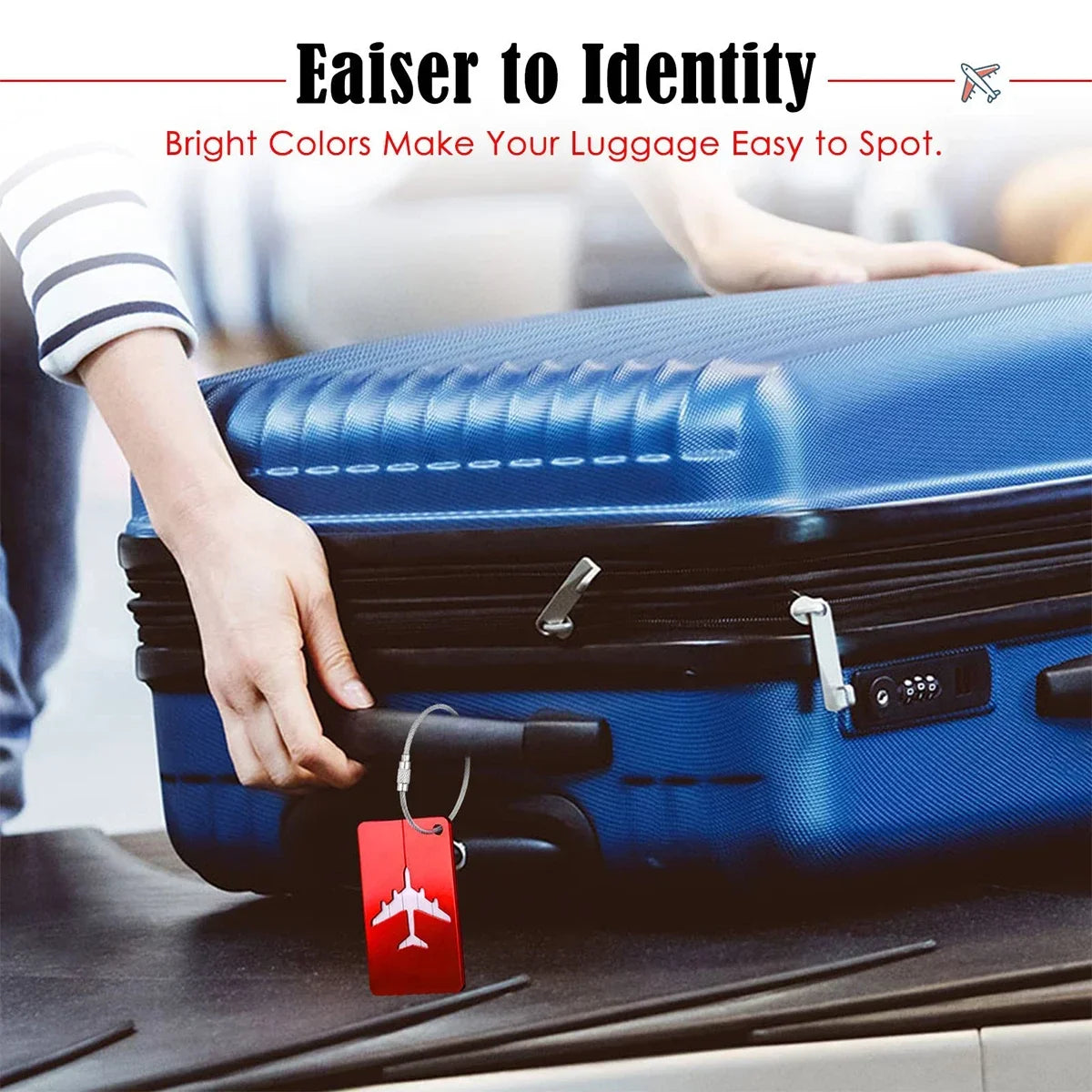 Aluminium Alloy Aircraft Luggage Tag with Name Travel Luggage Tag ID Card Anti-lost Solid Colour Travel Accessories