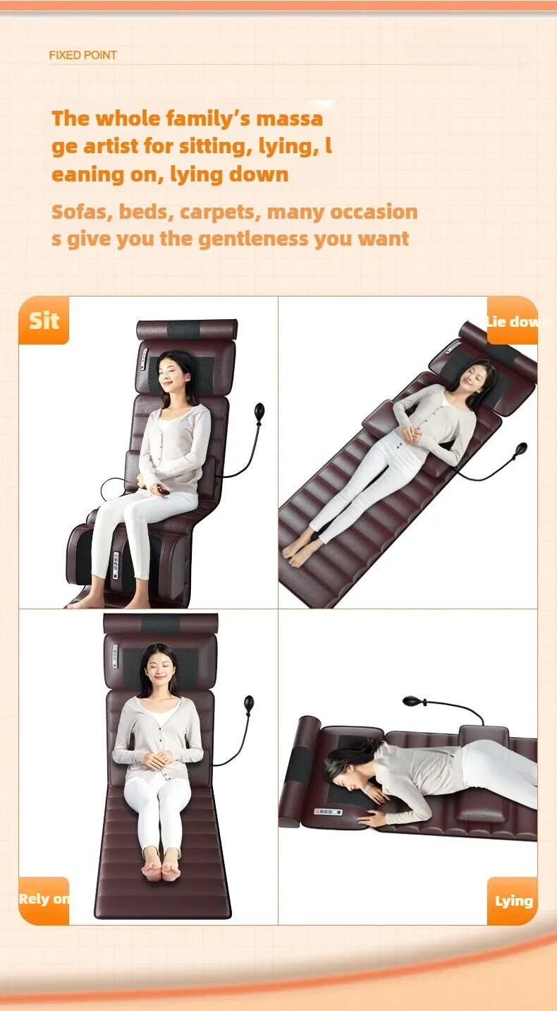 Electric Full Body Massage Mattress With Heating Hand Control Shoulder Neck Waist Airbag Back Kneading Vibration Massage Cushion