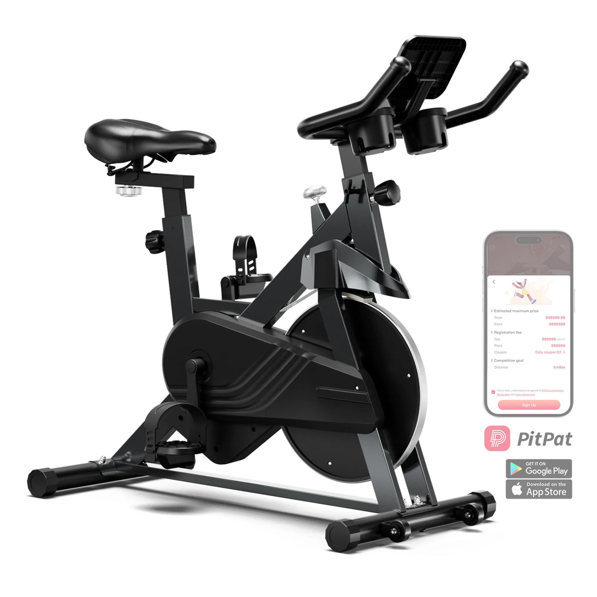 Superun Exercise Bike Home Ergometer Exercise Bike with Adjustable Magnetic Resistance Indoor Bicycle LCD Display 100 kg Load Capacity