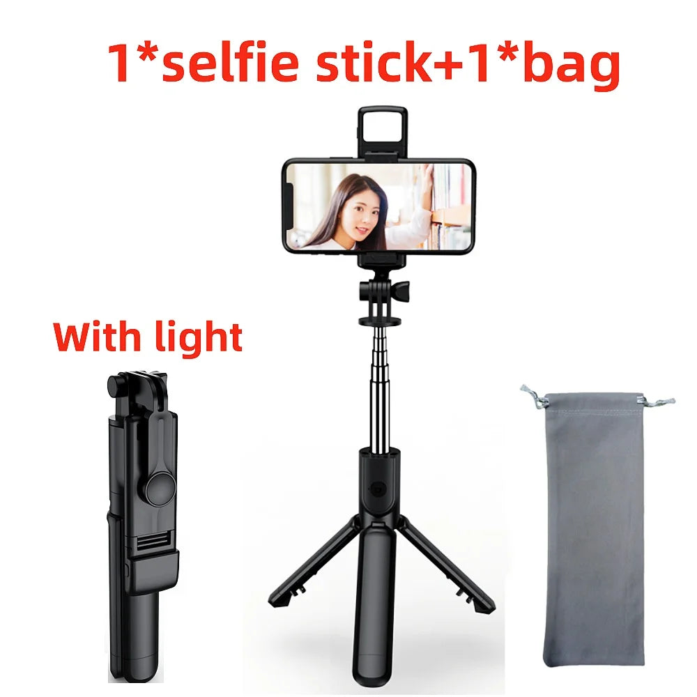 New Tripod for Smartphone Camera, Stand with Bluetooth Shutter and Light, Wireless Selfie Stick Brackets with Phone Holde