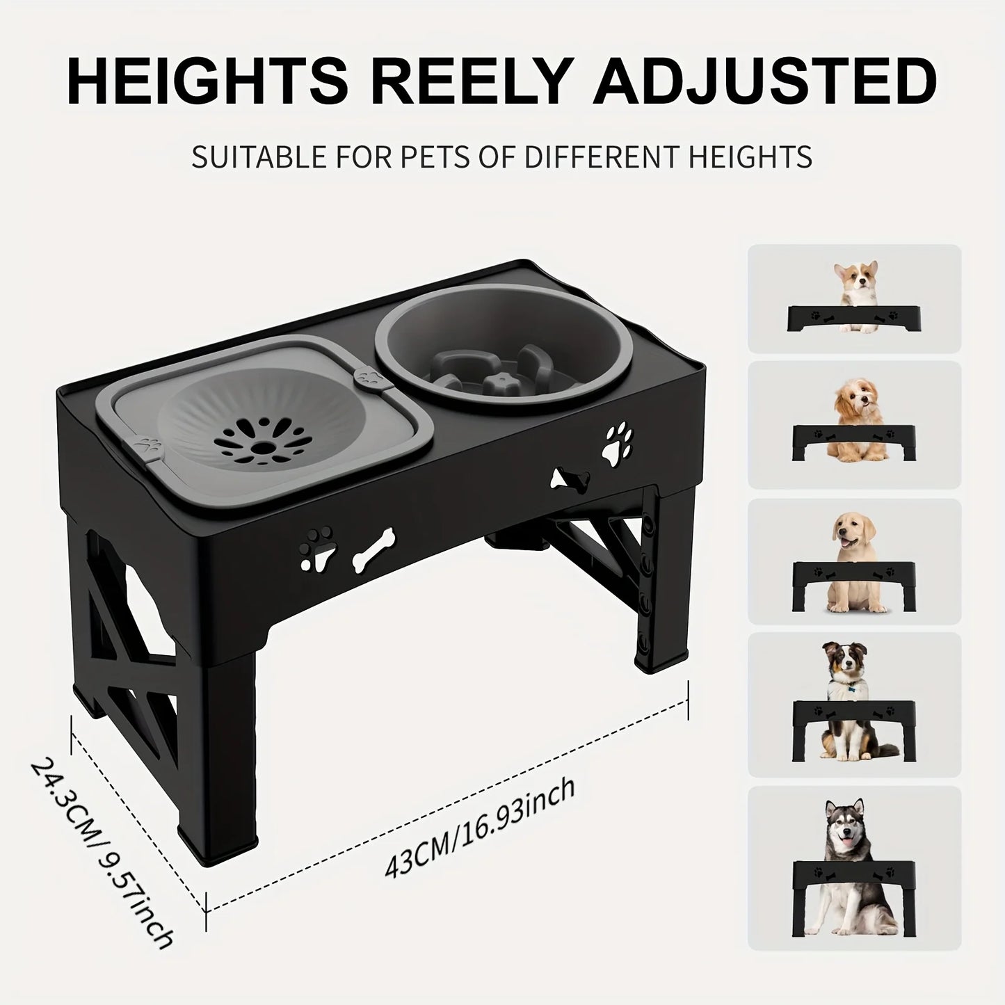 Pet Slow Feeder Bowl - Anti-Tip Design, Foldable for Travel - Dog/Cat Food Bowl