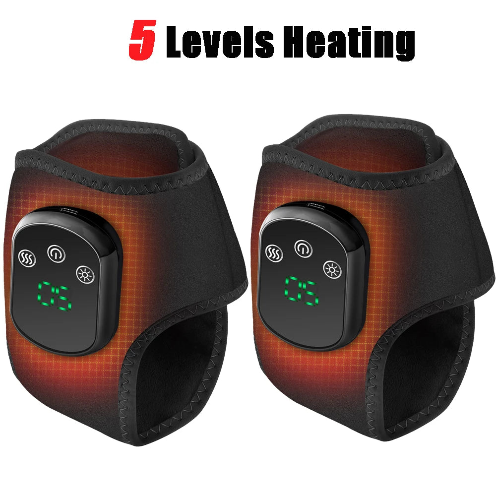 1 Pair Foot Ankle Brace Belt 3 Levels Adjustable Hot Compress Vibration Massage Foot Ankle Guard Band Carpal Tunnel Foot Protect