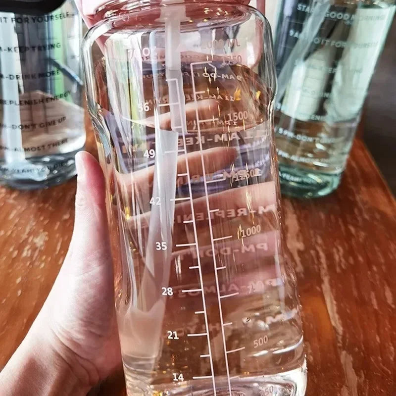 Stay Hydrated - Large Sports Drinking Bottles with Time Marker