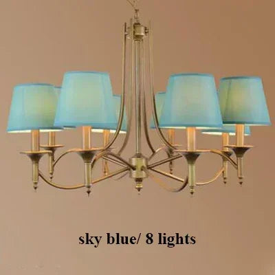 Modern Bronze Metal Led Chandelier Lighting Living Room Decor Led Pendant Chandeliers Lamp Fabric Hanging Light Fixture Lamparas