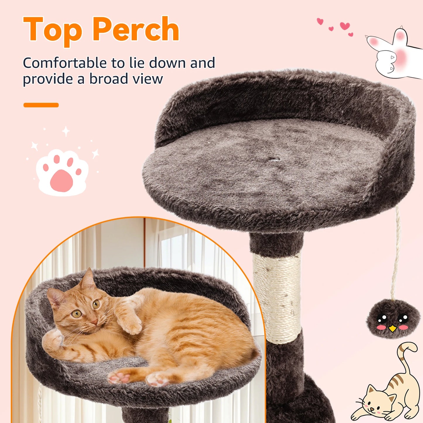 SKSBTF Cat Trees Tower Cat Climbing Frame For Indoor Cats With Scratching Posts Cat House Padded Top Perches and Condos Cat Toys