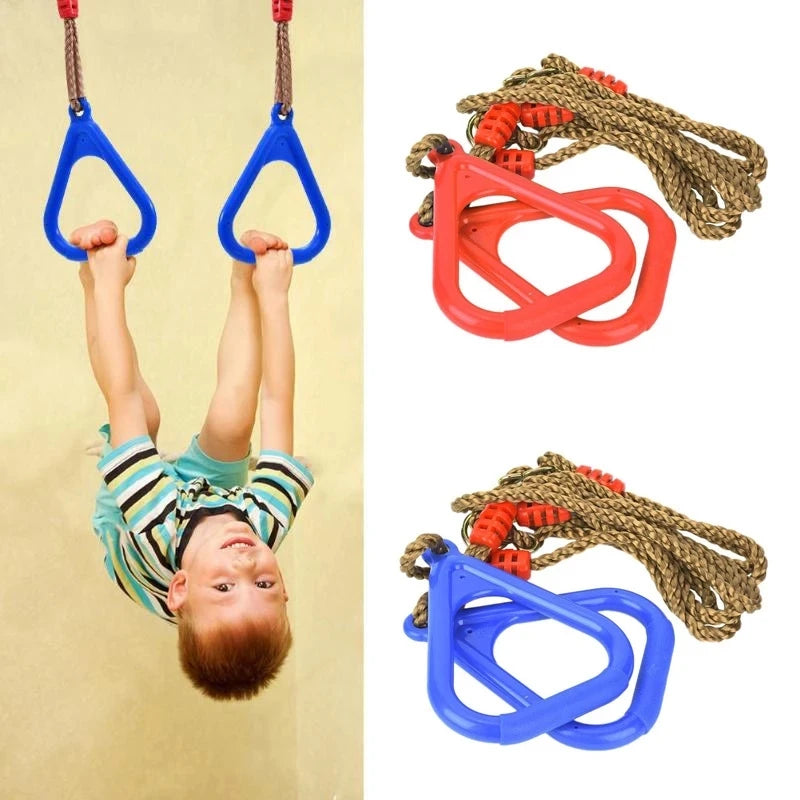 Kids Hanging Gymnastic Rings Indoor Outdoor Playground Swing