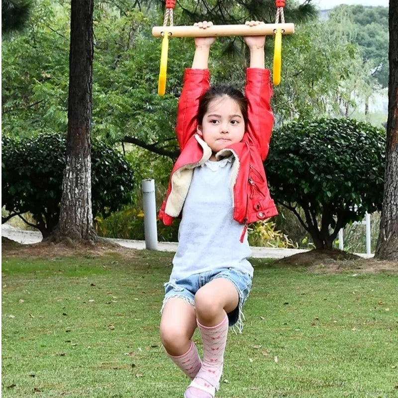 Kids Hanging Gymnastic Rings Indoor Outdoor Playground Swing