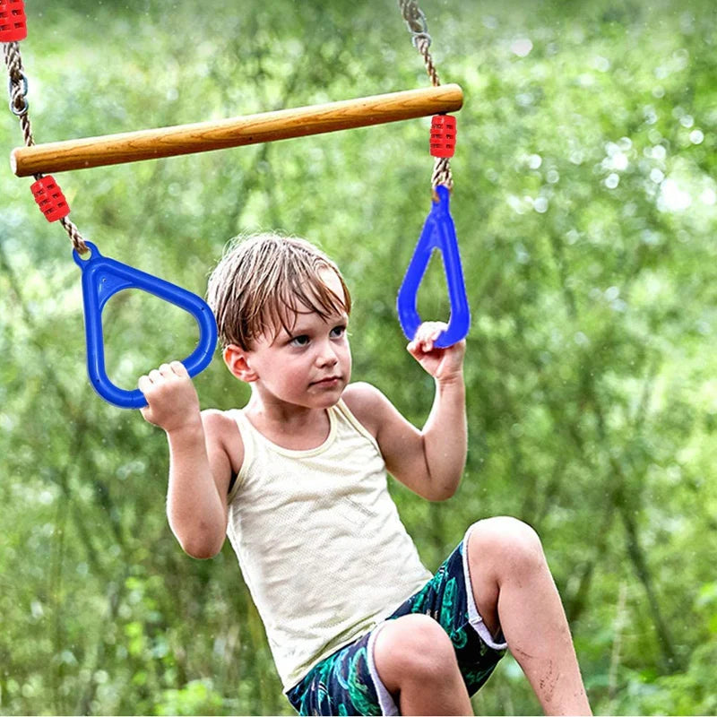 Kids Hanging Gymnastic Rings Indoor Outdoor Playground Swing