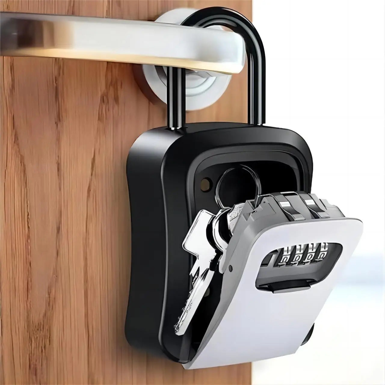 Upgraded Wall Mounted Secure Key Safe with Key Lock Box Key Storage with 4-digit Password Lock House Key Anti theft  Key Hider
