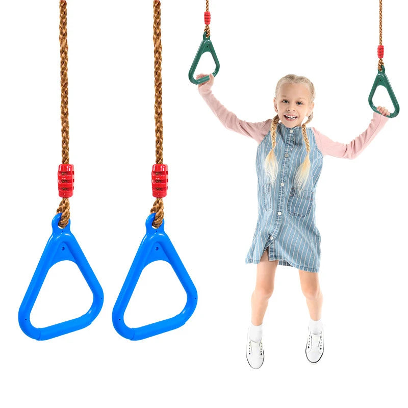 Kids Hanging Gymnastic Rings Indoor Outdoor Playground Swing