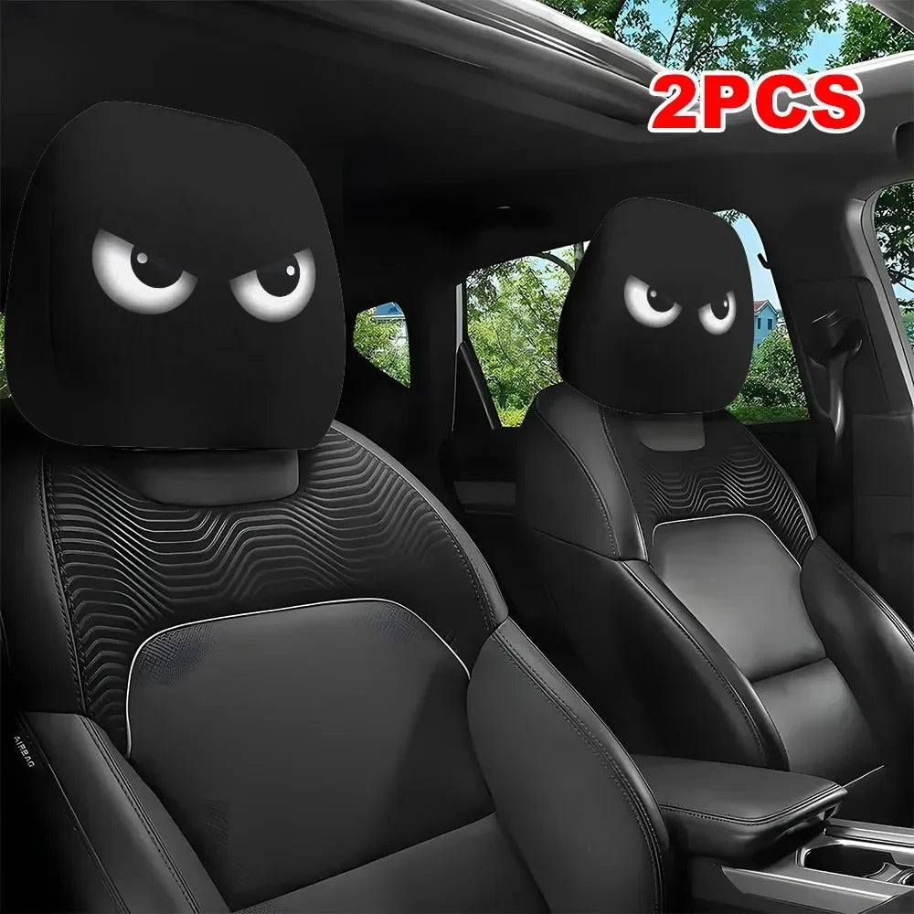 2PCS Funny Slanted Eyes Car Headrest Covers for Halloween or seasonal parties