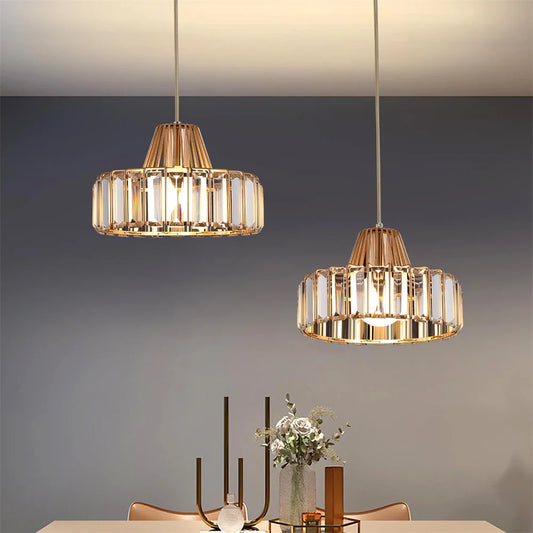 Crystal Pendant Light Modern Chandelier E27/E26 Bulb Luxury Hanging Ceiling Lamp Home Lustre Fixture Dining Table Kitchen Island
