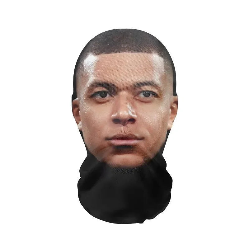 3D Funny Pattern Mesh Face Mask Head Cover Party Halloween Cosplay Props UV Protection Shield Ronaldo Pattern