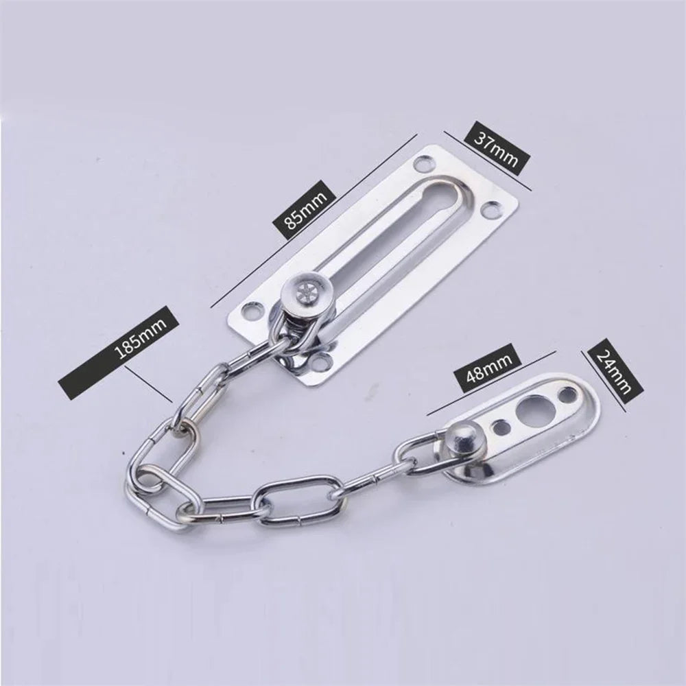 Security Door Chain Latch Stainless - Steel Silver Sliding Fastener Lock