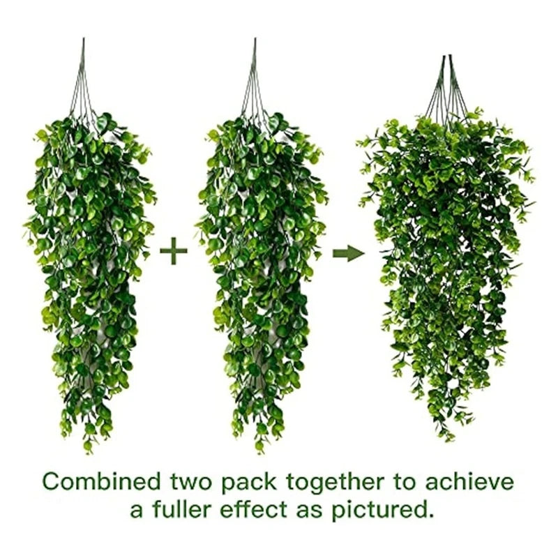 Green Artificial Eucalyptus Vine Wall Hanging Fake Plants Vine for Home Room Decor Garden Wedding Decoration Outdoor Ornament
