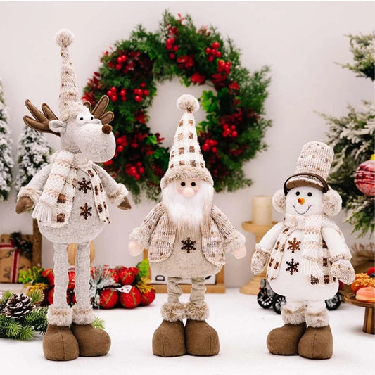 Christmas Decorations Adjustable Extendable Santa Snowman Reindeer Dolls - Indoor Tabletop Ornaments Gifts