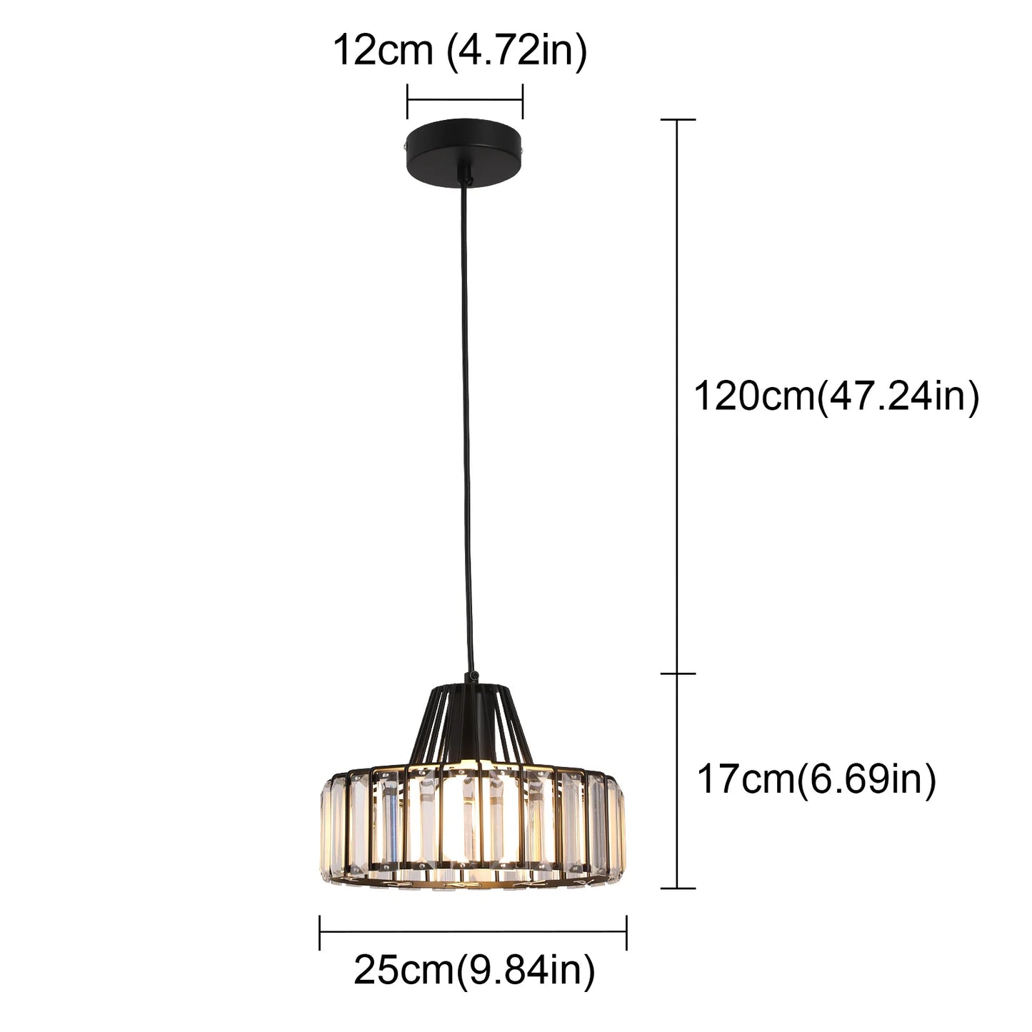 Crystal Pendant Light Modern Chandelier E27/E26 Bulb Luxury Hanging Ceiling Lamp Home Lustre Fixture Dining Table Kitchen Island