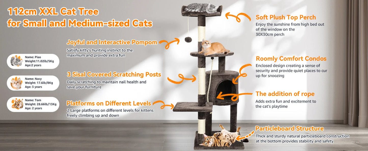 SKSBTF Cat Trees Tower Cat Climbing Frame For Indoor Cats With Scratching Posts Cat House Padded Top Perches and Condos Cat Toys