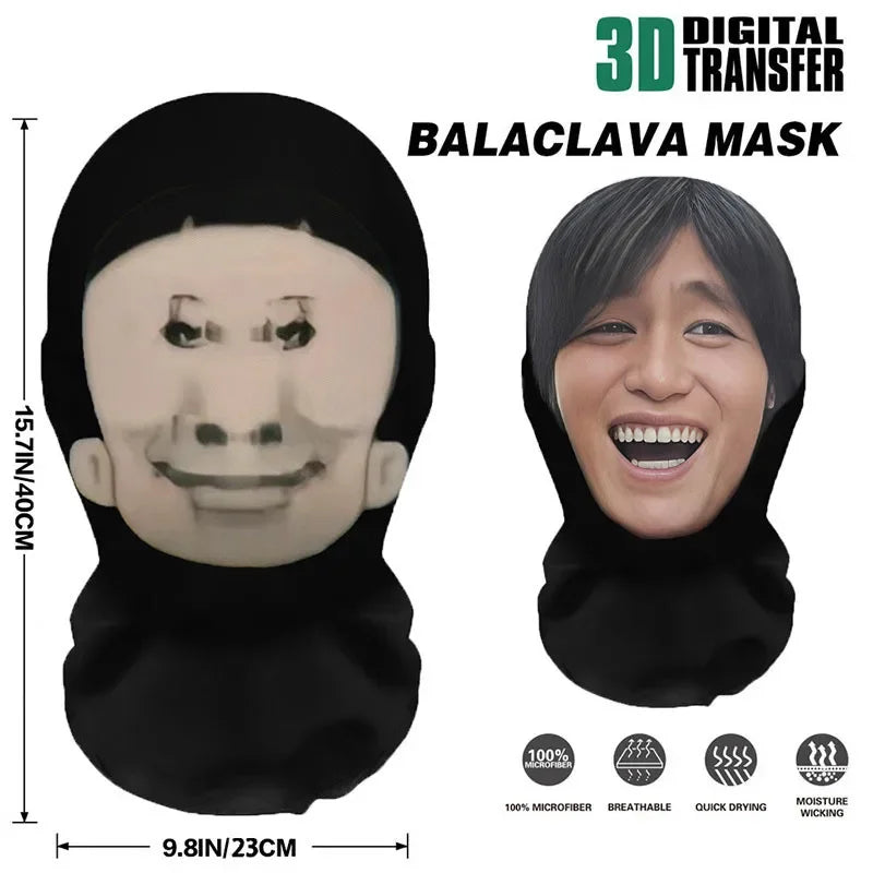 3D Funny Pattern Mesh Face Mask Head Cover Party Halloween Cosplay Props UV Protection Shield Ronaldo Pattern