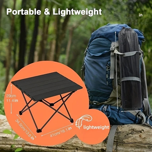 Portable Folding Stainless Steel Camping Side Table Multifunctional Beach Picnic Table for Outdoor BBQ Hiking Boating Cooking