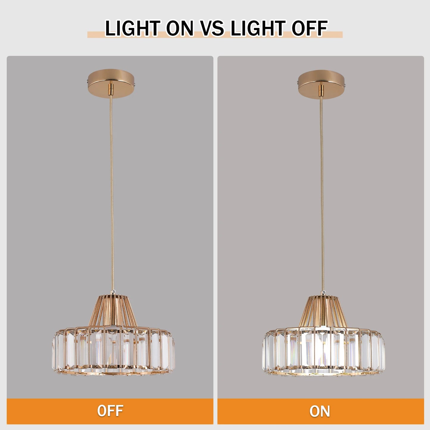 Crystal Pendant Light Modern Chandelier E27/E26 Bulb Luxury Hanging Ceiling Lamp Home Lustre Fixture Dining Table Kitchen Island