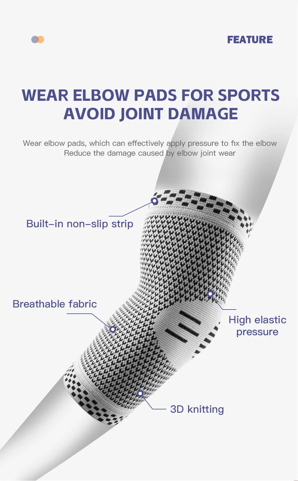 1Pcs Fitness Elbow Brace Compression Support Sleeve for Tendonitis, Tennis Elbow, Golf Treatment - Reduce Joint Pain