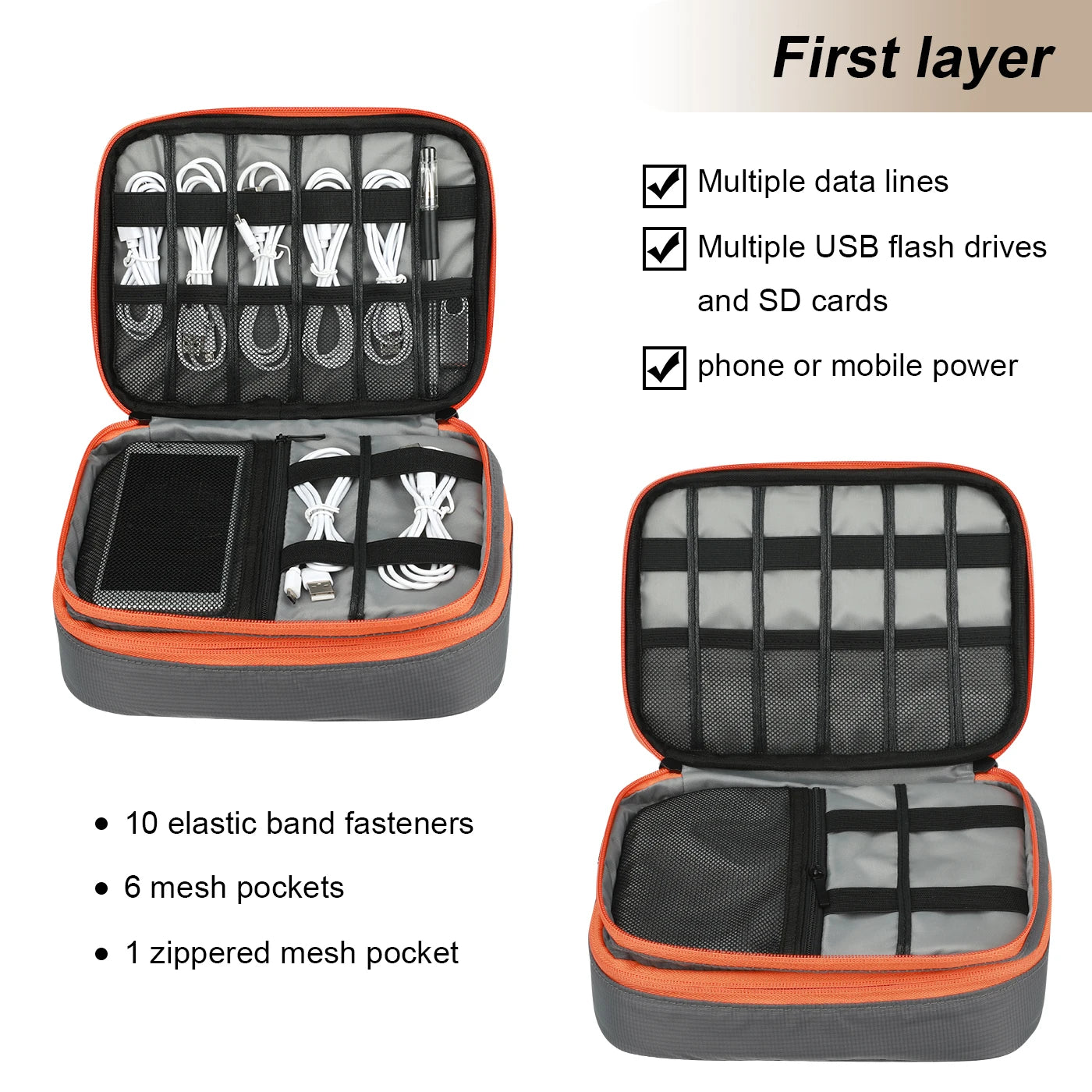 Portable Electronic Accessories Travel case,Cable Organizer Bag Gadget Carry Bag for iPad,Cables,Power,USB Flash Drive, Charger