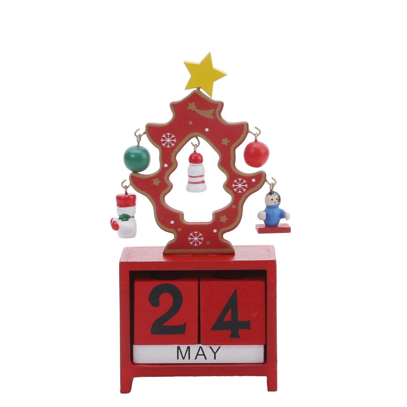 Christmas Count Down Calendar Santa Claus Elk Snowman Wooden Calendar Christmas Ornaments Desktop Decoration Gifts