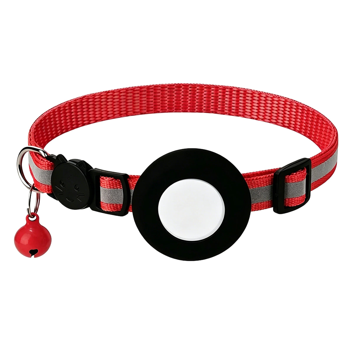 Airtag Cat Collar, Reflective Breakaway Safety Buckle with Bell, Adjustable Anti-Lost GPS Collar Holder for Kittens Puppies