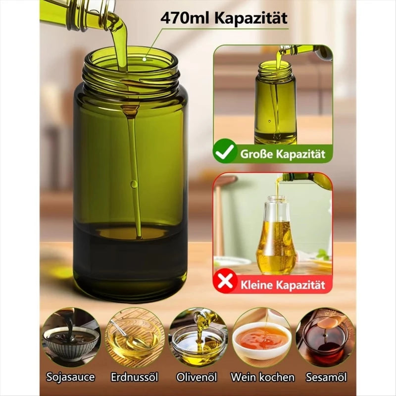 470ml Olive Oil Dispenser, Cooking Sprayer 2-in-1 Spray and Pour, Leak-Proof Eco-Friendly Thick Glass Spray Bottle for Cooking