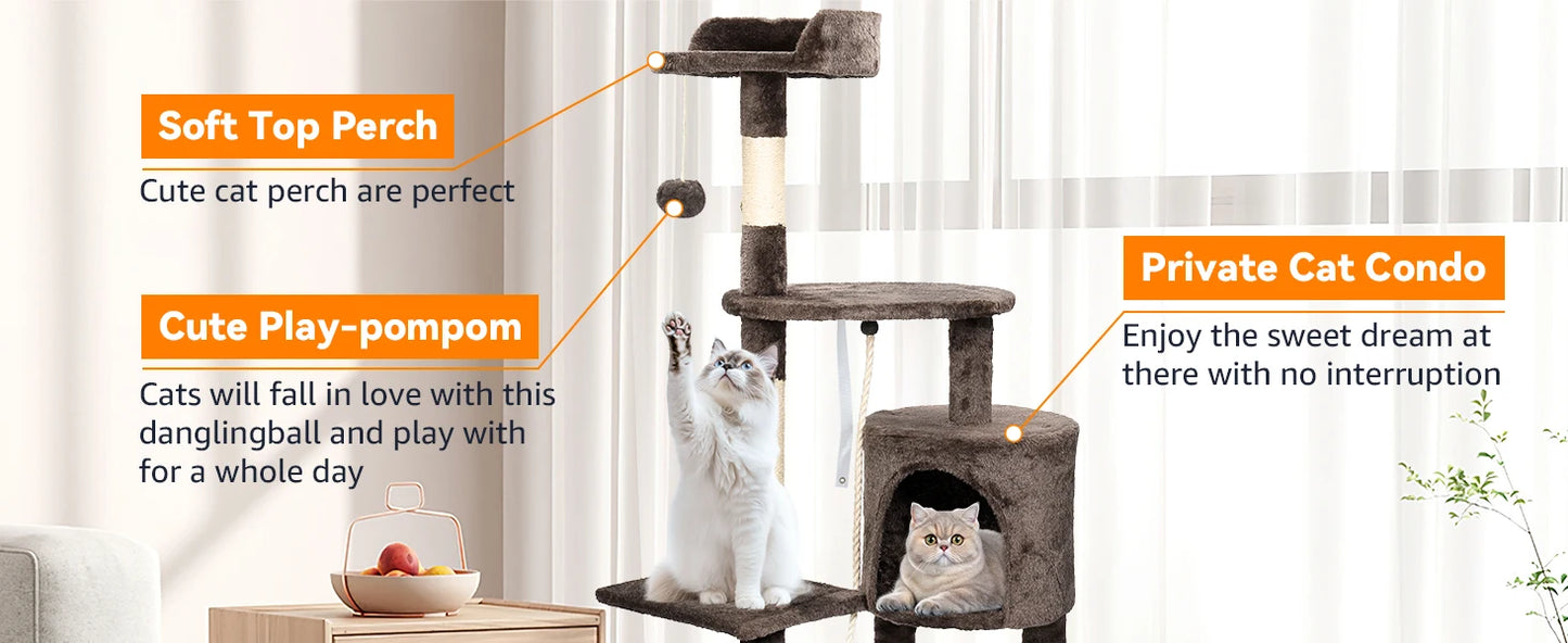 SKSBTF Cat Trees Tower Cat Climbing Frame For Indoor Cats With Scratching Posts Cat House Padded Top Perches and Condos Cat Toys
