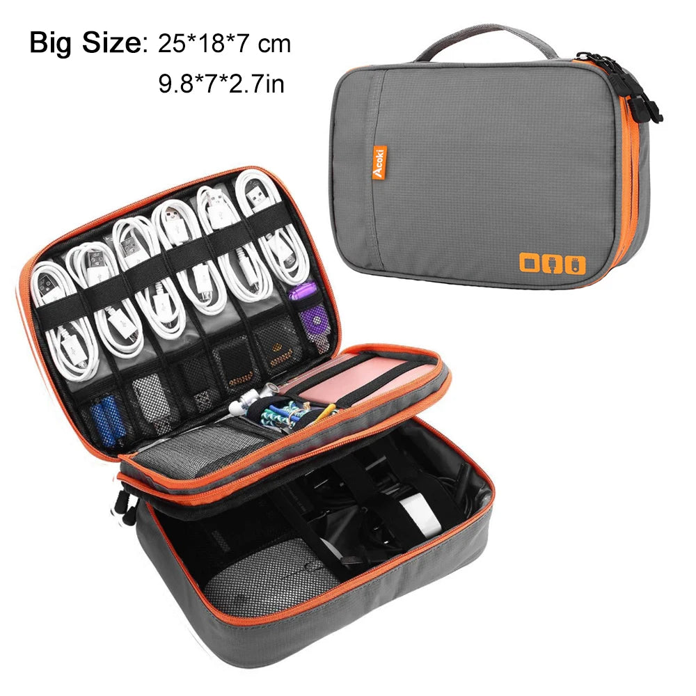 Portable Electronic Accessories Travel case,Cable Organizer Bag Gadget Carry Bag for iPad,Cables,Power,USB Flash Drive, Charger