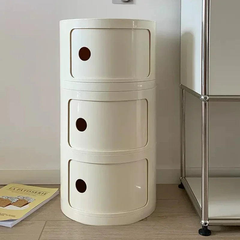 Creative Plastic Bedside Table - Modern Minimalist Round Storage Cabinet