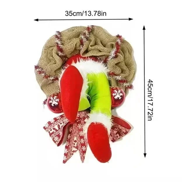 Grinch Leg Wreath Door Hanging - Creative Christmas Décor Plush "The Christmas Thief"