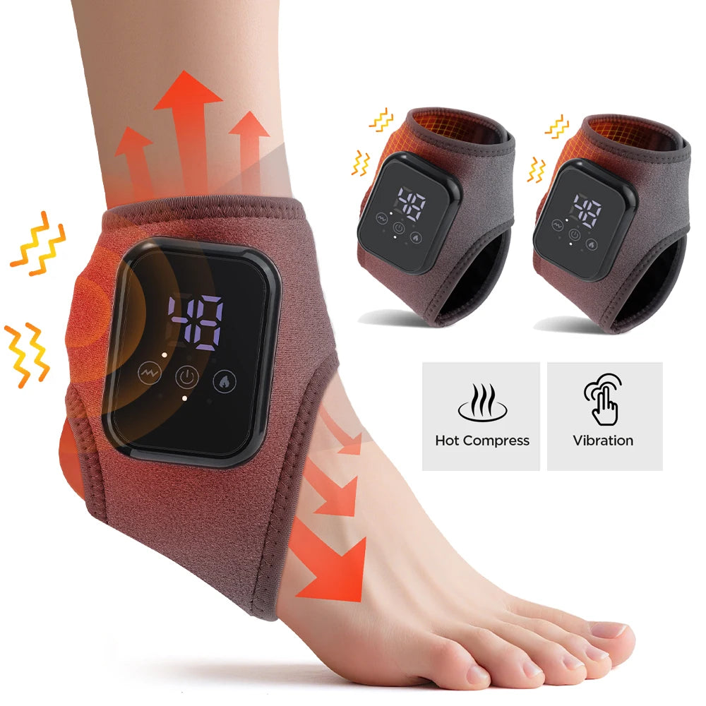 1 Pair Foot Ankle Brace Belt 3 Levels Adjustable Hot Compress Vibration Massage Foot Ankle Guard Band Carpal Tunnel Foot Protect