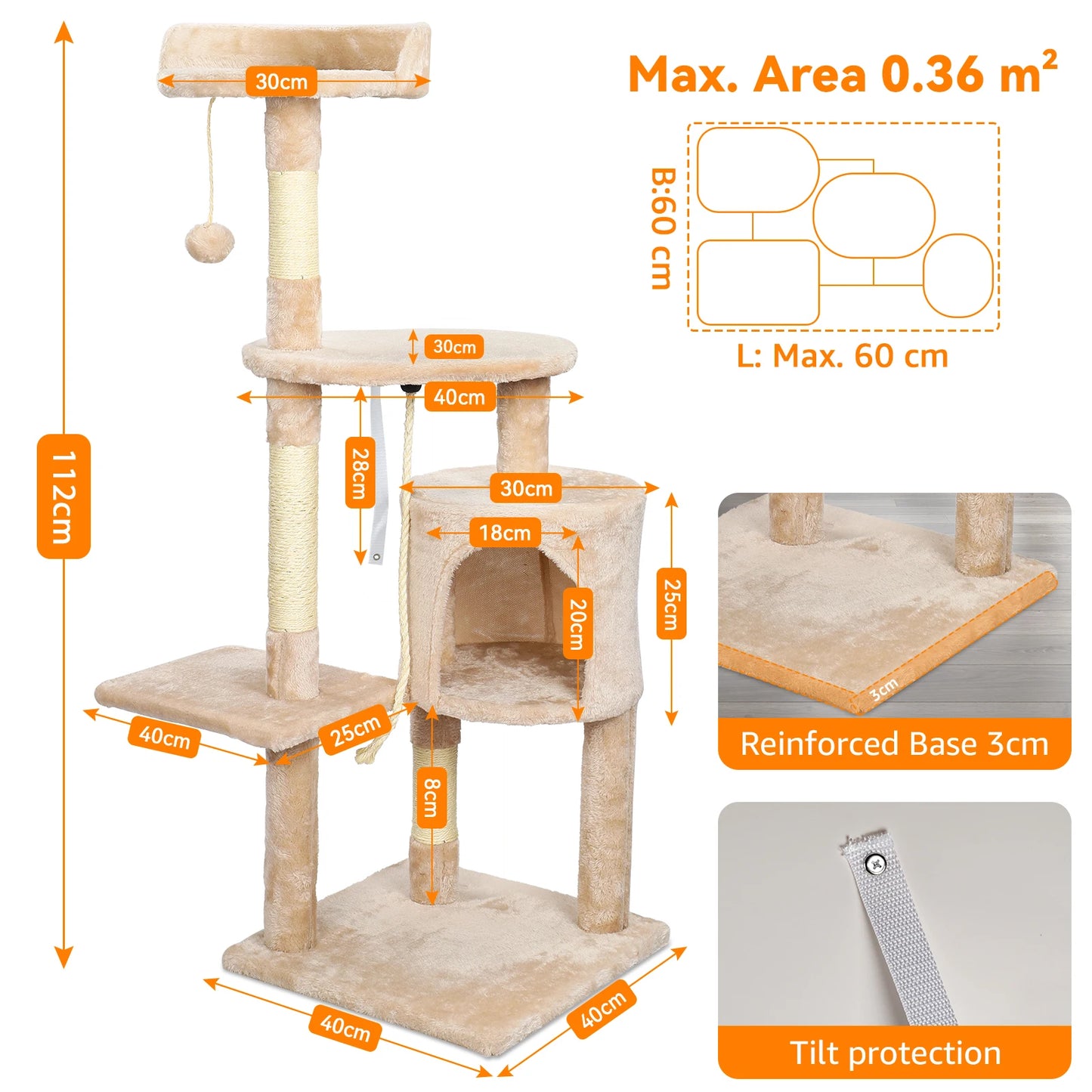 SKSBTF Cat Trees Tower Cat Climbing Frame For Indoor Cats With Scratching Posts Cat House Padded Top Perches and Condos Cat Toys