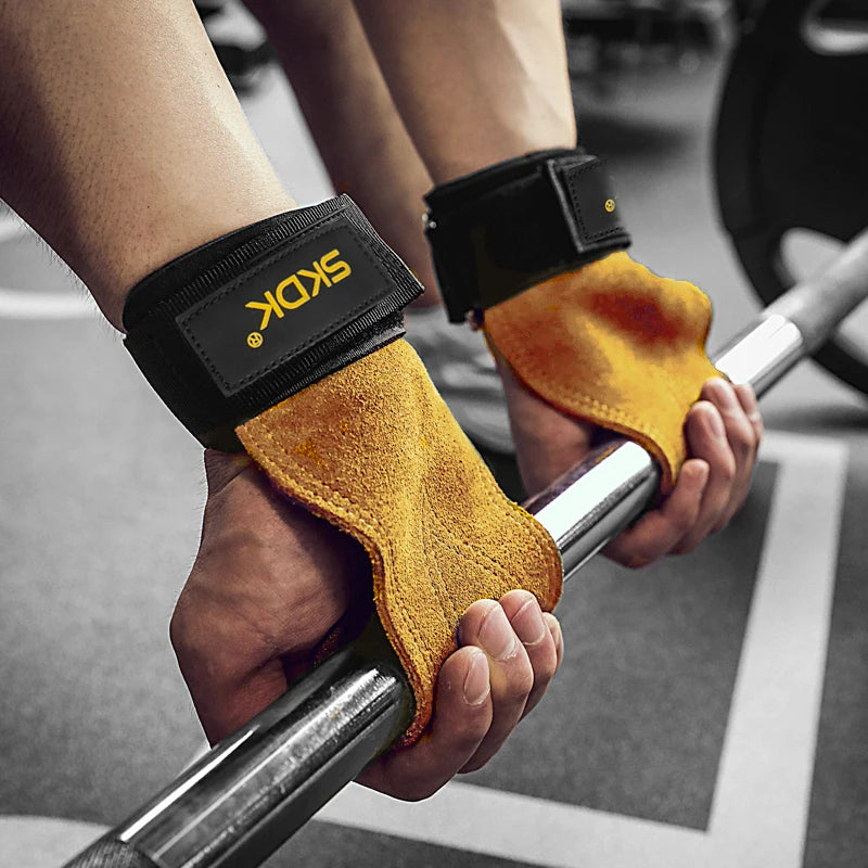 Gym Grips Cowhide Palm Guards Weightlifting Gloves - Unisex